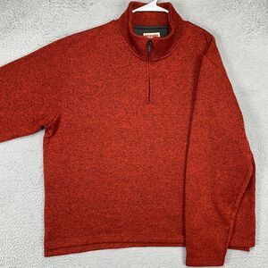 Wrangler Fleece Pullover Jacket Mens XL Orange Quarter Zip Long Sleeve Mock Neck